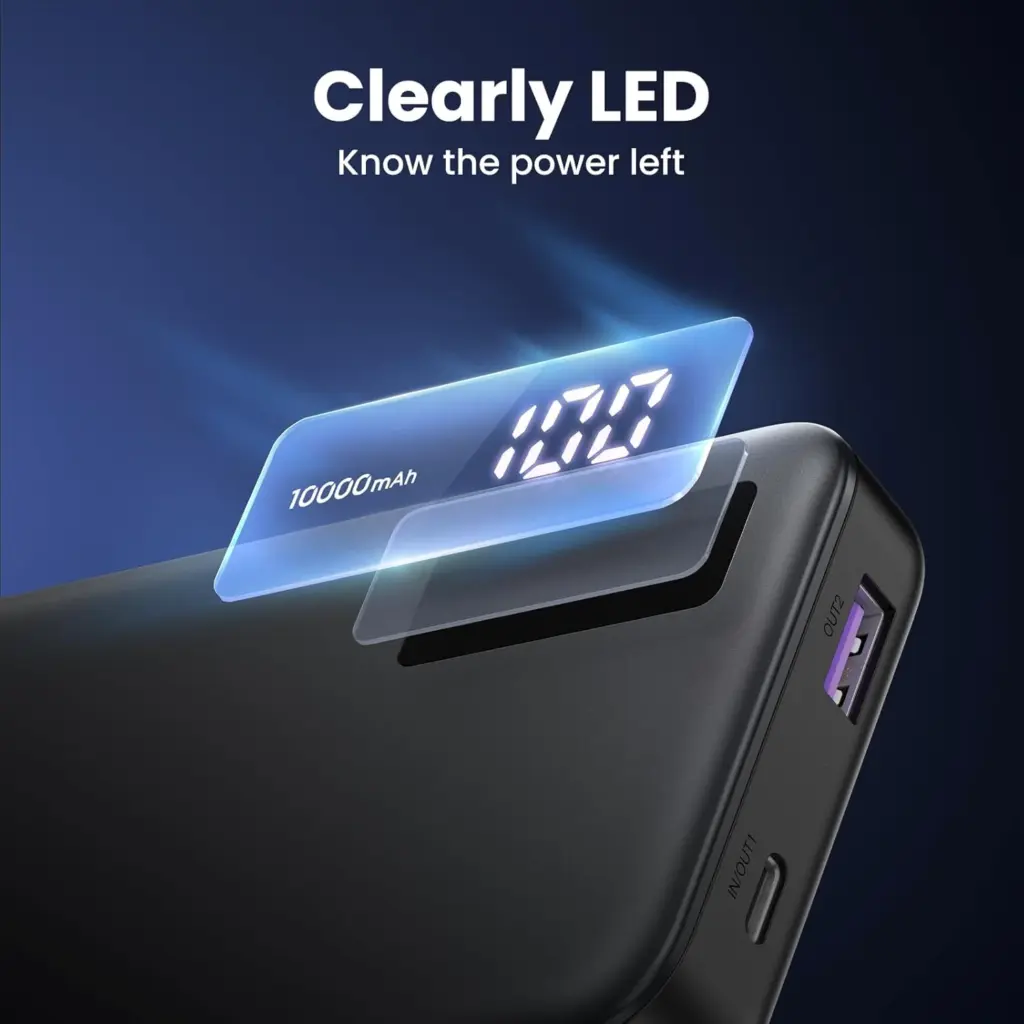 UGREEN 22.5W 10000mAh Power Bank Slim USB C Battery Pack PD3.0 Compact and Light Portable Charger Fast Charging Powerbank Digital Display for iPhone 16 Pro Max, iPad, AirPods, Galaxy S25 Ultra, Pixel