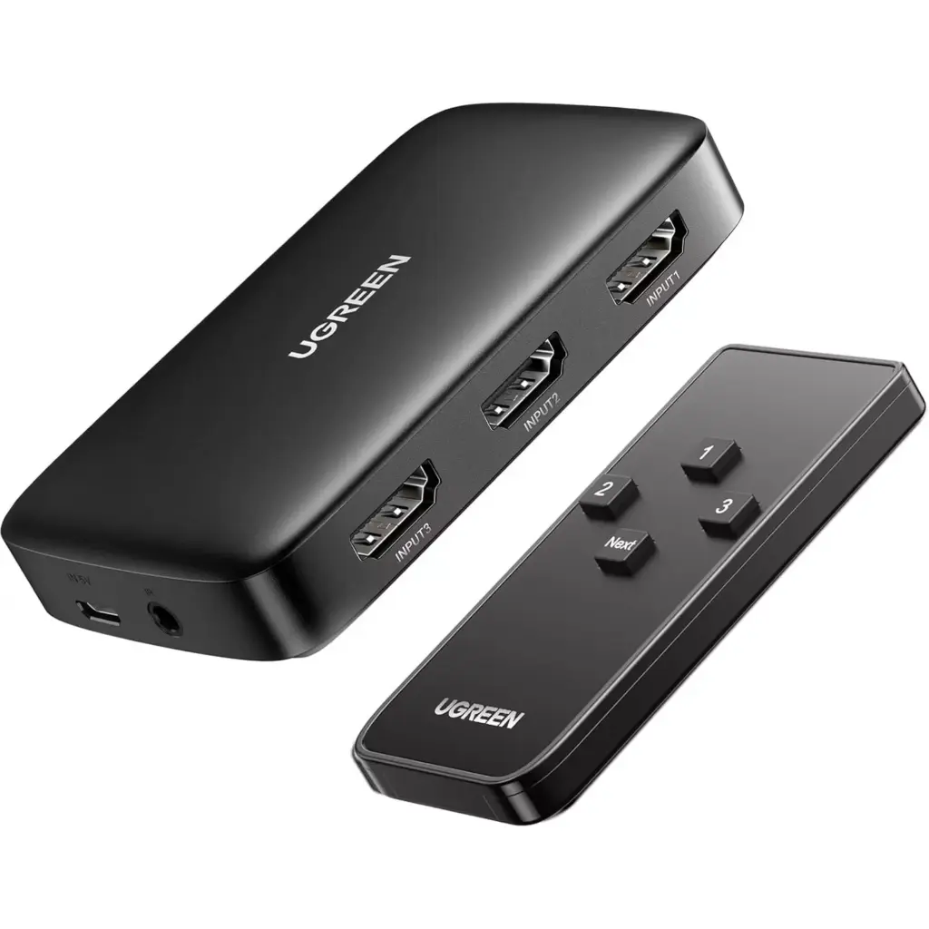 UGREEN HDMI Switch 4K 30Hz Switcher 3 IN 1 OUT, Easy Switch HDMI Splitter Support 4K, HDR, 3D, HDCP
