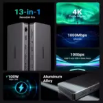 UGREEN Revodok Pro 313 Laptop Docking Station 13 in 1 4K Triple Display USB C Dock Dual HDMI, DP, 10Gbps Data Port 100W PD Gigabit Ethernet, SDTF Card Reader