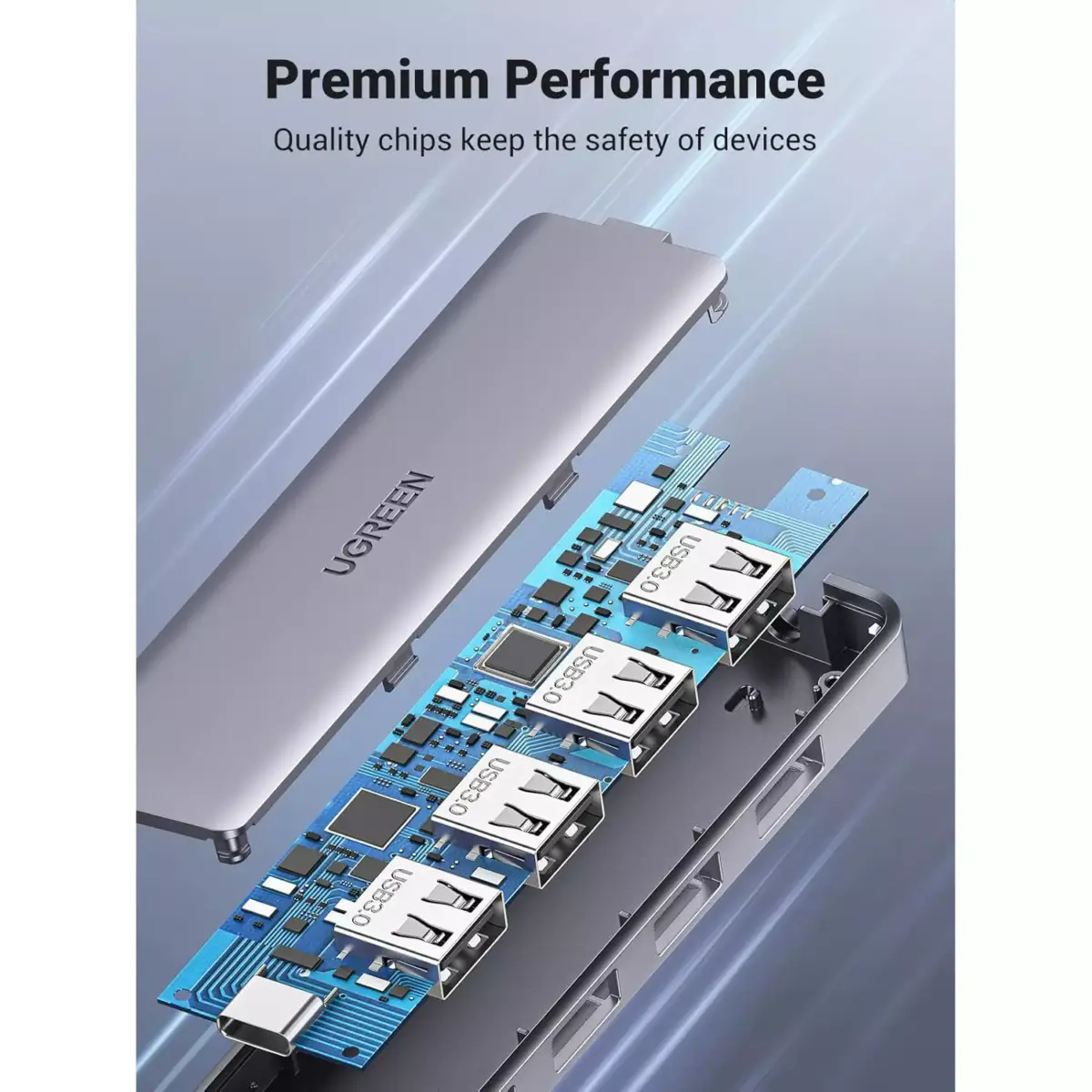 UGREEN USB C to USB Hub with 4 USB 3.0, Powered USB C Splitter for Laptop, MacBook Pro, Mac mini M4, iMac, iPad Pro, Chromebook, Dell XPS, Galaxy S23, and More, 0.5FT