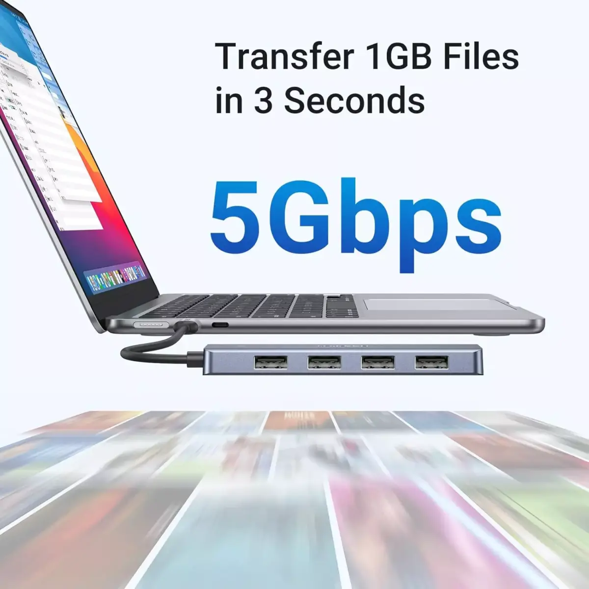 UGREEN USB C to USB Hub with 4 USB 3.0, Powered USB C Splitter for Laptop, MacBook Pro, Mac mini M4, iMac, iPad Pro, Chromebook, Dell XPS, Galaxy S23, and More, 0.5FT