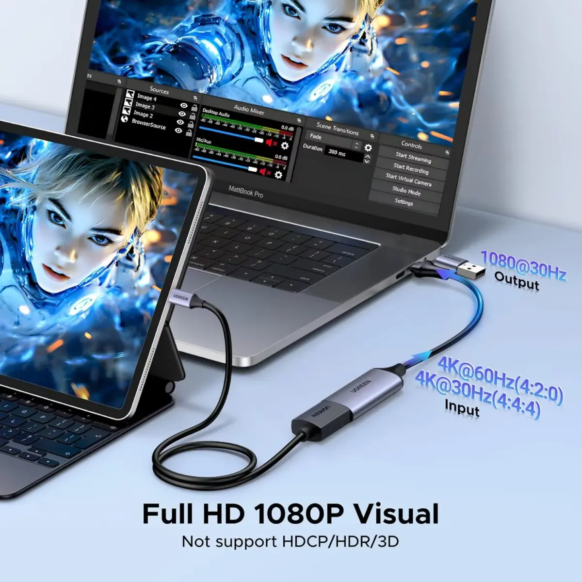 UGREEN Video Capture Card 4K HDMI to USB-AUSB-C HDMI Capture Card Full HD 1080P USB 2.0 Capture Video and Audio Recording