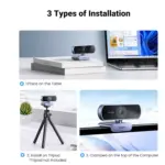 UGREEN Webcam Full HD 1080P 30FPS Fixed Focus Two Micro 360 Degree Rotation