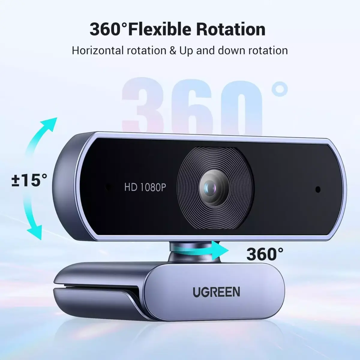 UGREEN Webcam Full HD 1080P 30FPS Fixed Focus Two Micro 360 Degree Rotation