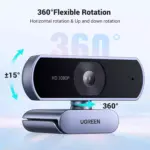 UGREEN Webcam Full HD 1080P 30FPS Fixed Focus Two Micro 360 Degree Rotation