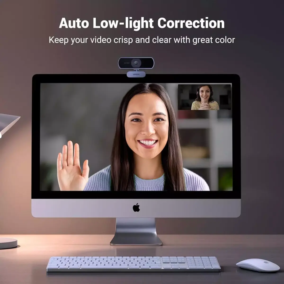 UGREEN Webcam Full HD 1080P 30FPS Fixed Focus Two Micro 360 Degree Rotation