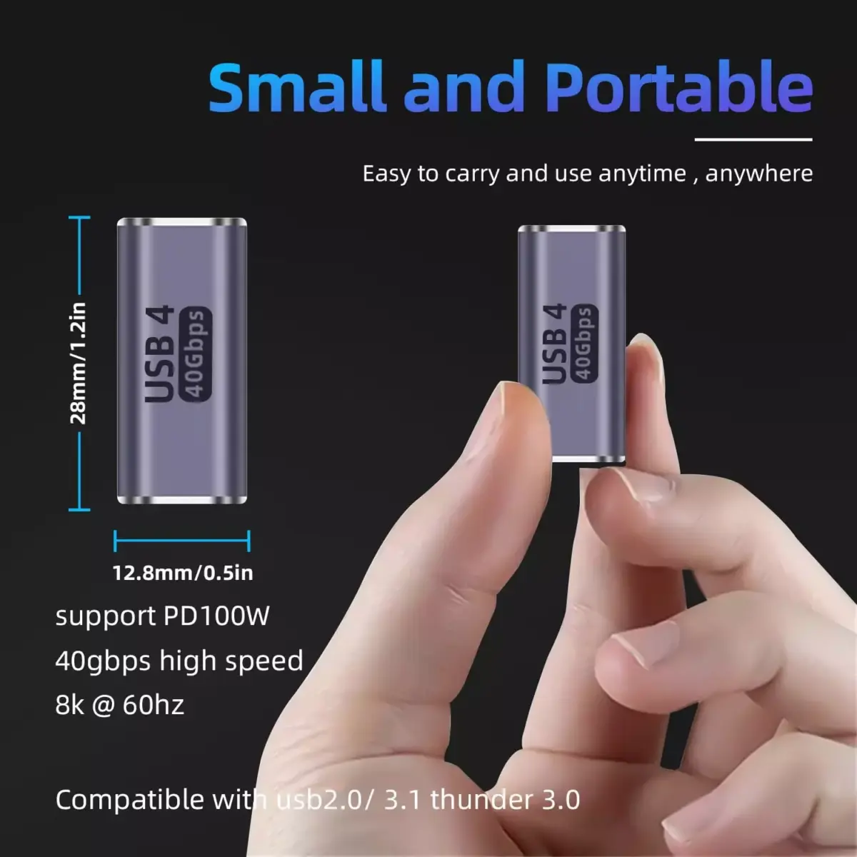 USB C Female to Female Adapter,USB c Coupler Female to Female 100W Power Delivery, 40Gbps USB c to c Female with 8K 60Hz Video Display Compatible for iPad, MacBook,Thunderbolt 43