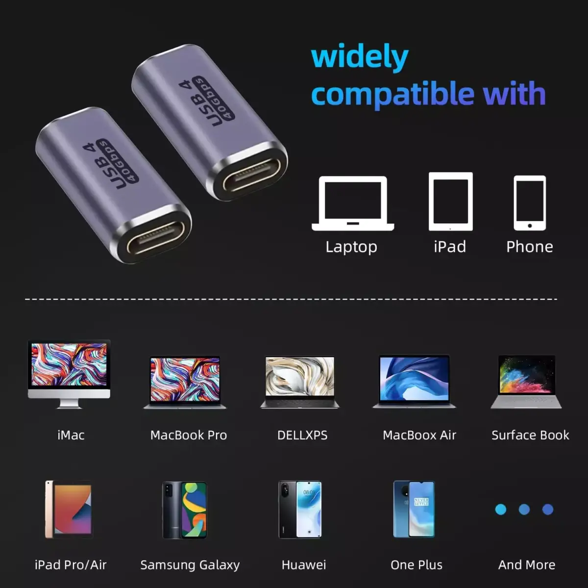 USB C Female to Female Adapter,USB c Coupler Female to Female 100W Power Delivery, 40Gbps USB c to c Female with 8K 60Hz Video Display Compatible for iPad, MacBook,Thunderbolt 43