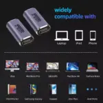 USB C Female to Female Adapter,USB c Coupler Female to Female 100W Power Delivery, 40Gbps USB c to c Female with 8K 60Hz Video Display Compatible for iPad, MacBook,Thunderbolt 43