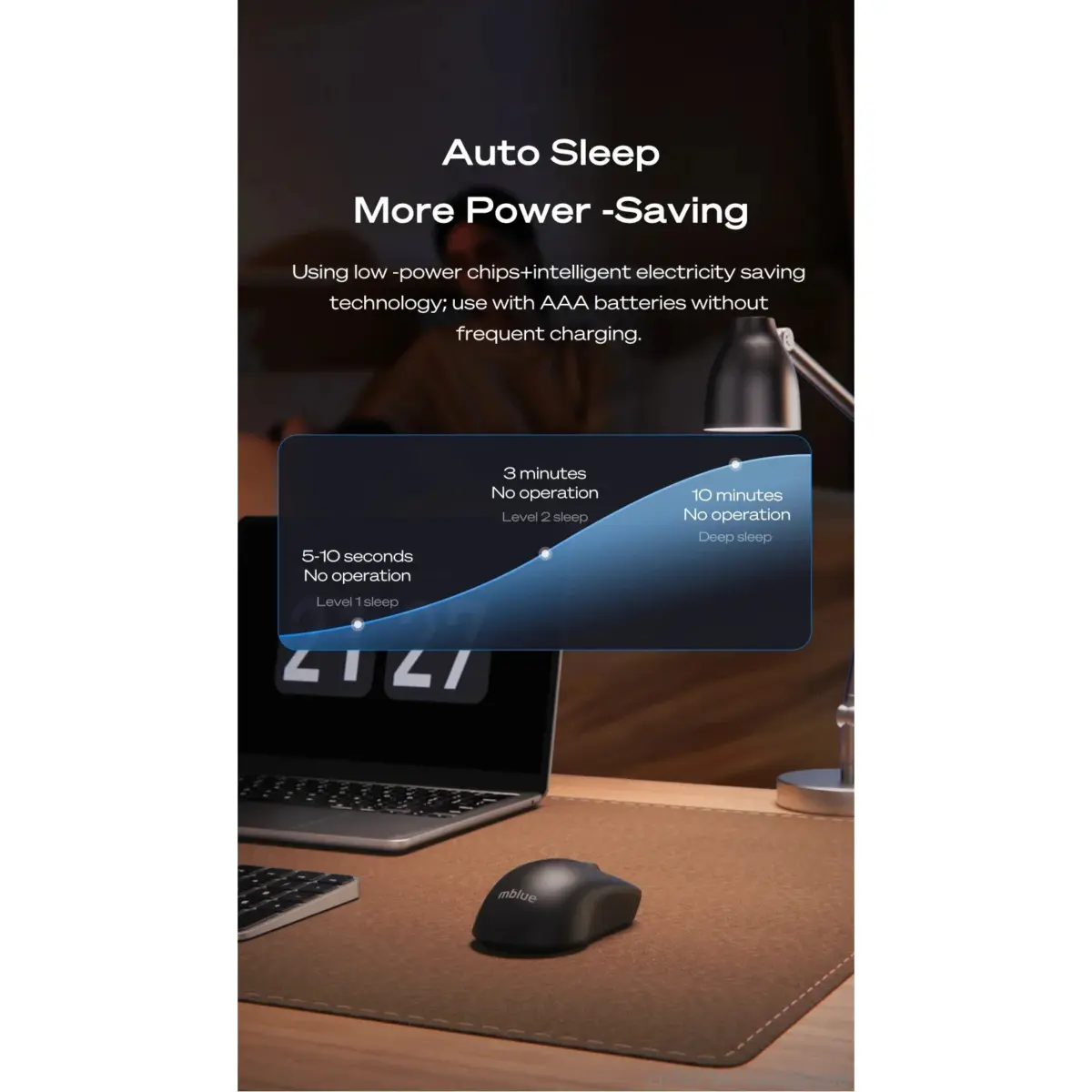 mblue M205 Dual Mode Wireless 2.4Ghz , Bluetooth 5.1 Mouse - 1200 DPI - Lightweight 54 Grams (Black)
