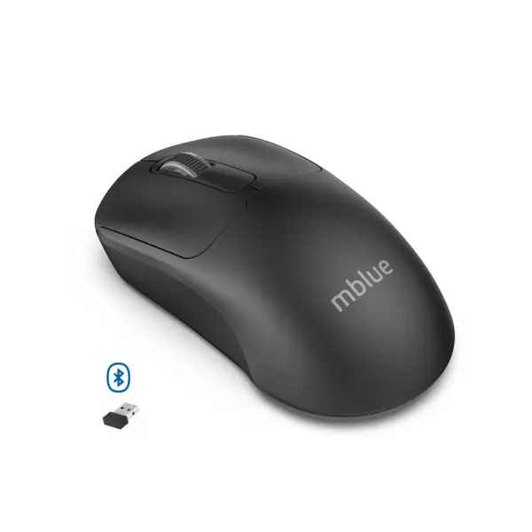 mblue M205 Dual Mode Wireless 2.4Ghz , Bluetooth 5.1 Mouse - 1200 DPI - Lightweight 54 Grams (Black)