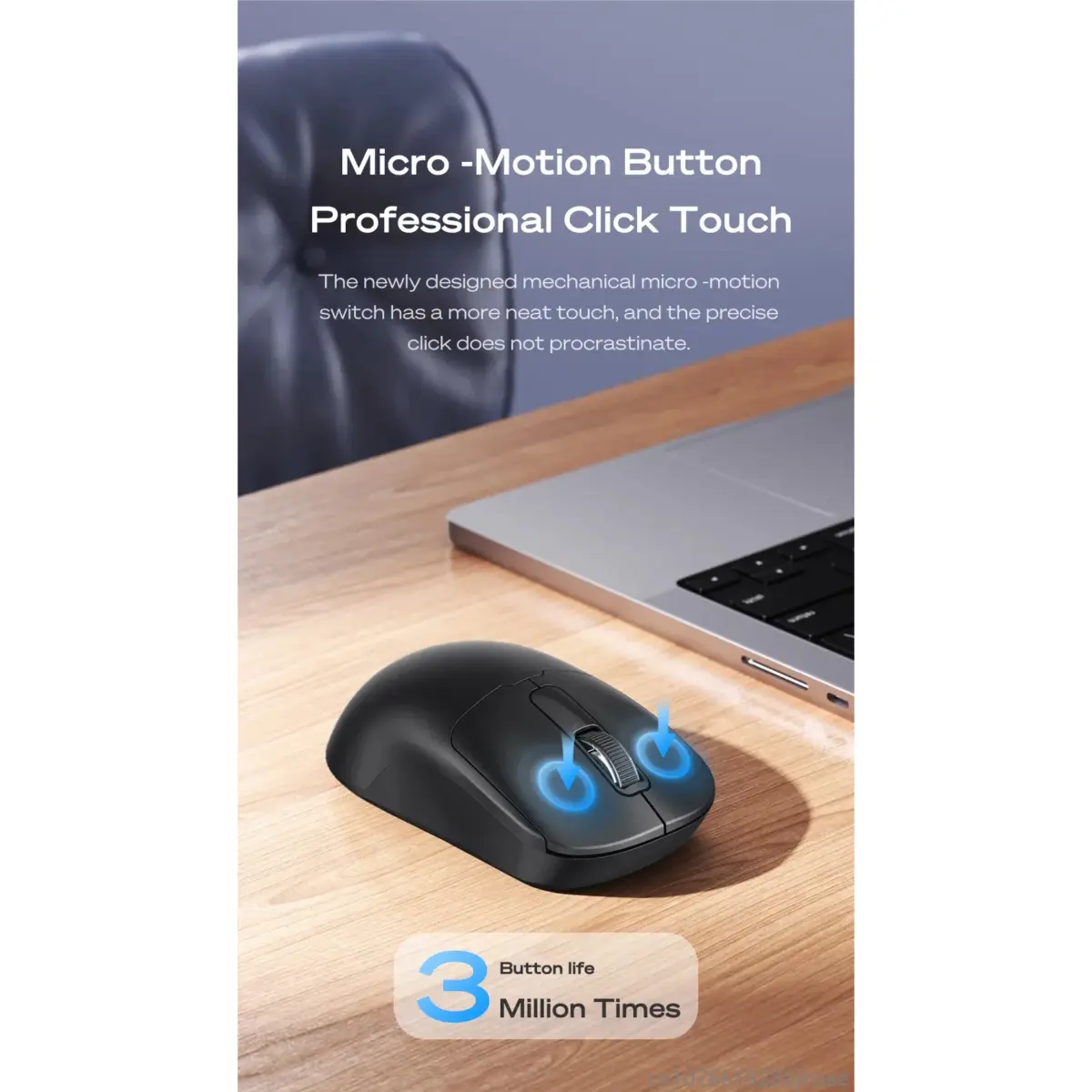 mblue M205 Dual Mode Wireless 2.4Ghz , Bluetooth 5.1 Mouse - 1200 DPI - Lightweight 54 Grams (Black)