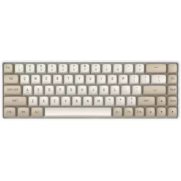 AIGO A68 3 Mode Wireless, Bluetooth, Wired Gaming Mechancial Keyboard - Yellow Switch Hot Swappable - 1000Hz Polling rate - PBT keycaps - Detchable USB C Cable (Milk Coffee)