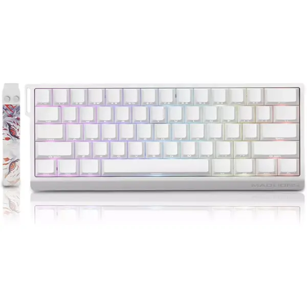 Madlions MAD 60 HE Gaming Mechanical Keyboard - Amber pro Magnetic Hall Effect Switch - 8000 Hz Polling Rate - Scan Rate 32K - Latency 0.125ms - Precision 0.02mm Rapid Trigger Mode (White)