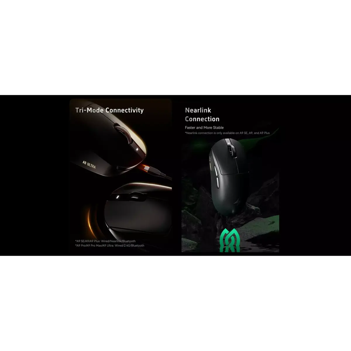 ATK Dragonfly A9 ULTRA Wireless, Wired & Bluetooth Gaming Mouse - Optical Sensor 42,000 DPI PAW3390 ULTRA 8K Polling Rate - Chip Nordic52840 - 53 Grams - Battery 500mAh 150 Hours - Optical Clicks (White)
