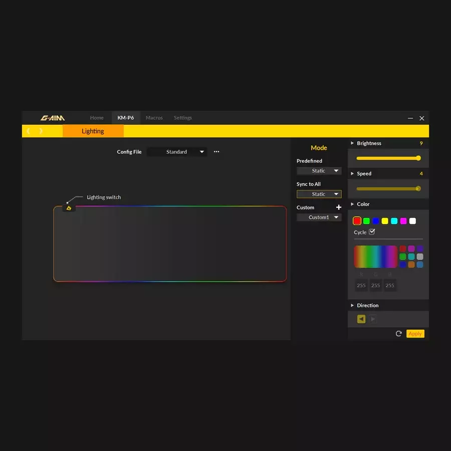 AUKEY KM-P7 RGB Gaming Mouse Pad - Size 800 X 400 X 4 MM - With Software G-aim Control Center Customizable 16.8 Million Colors 10 Preset Lights, Spill-Resistant Smooth Surface