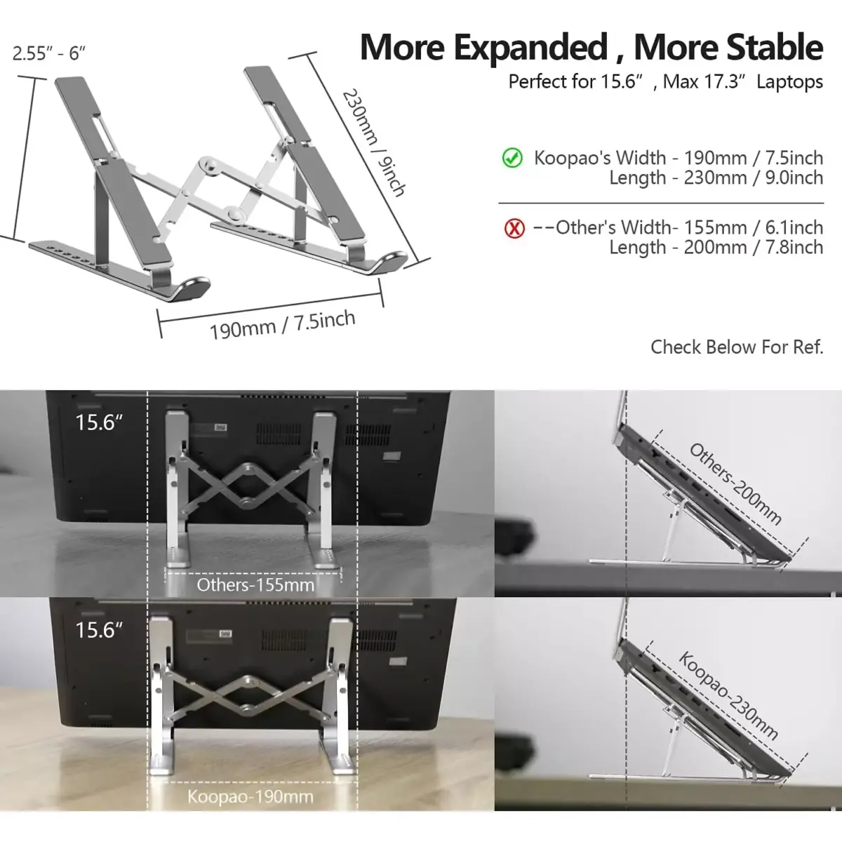 Adjustable Portable Laptop Aluminum Stand, Compatible with MacBook Air Pro Dell HP Lenovo 9-17 Inch