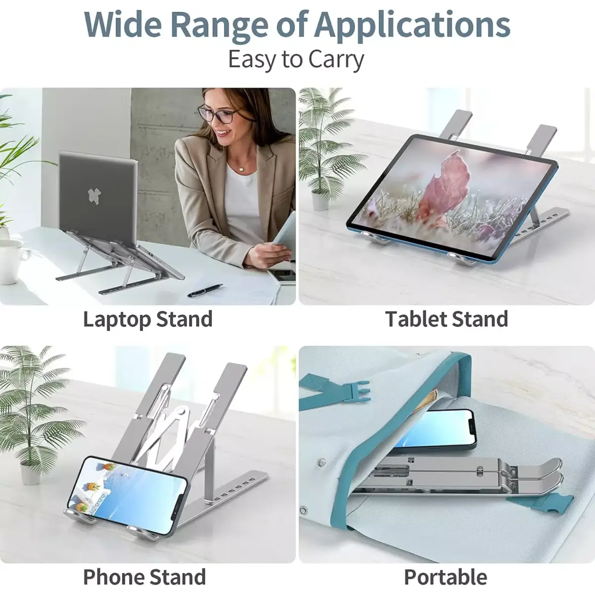 Adjustable Portable Laptop Aluminum Stand, Compatible with MacBook Air Pro Dell HP Lenovo 9-17 Inch