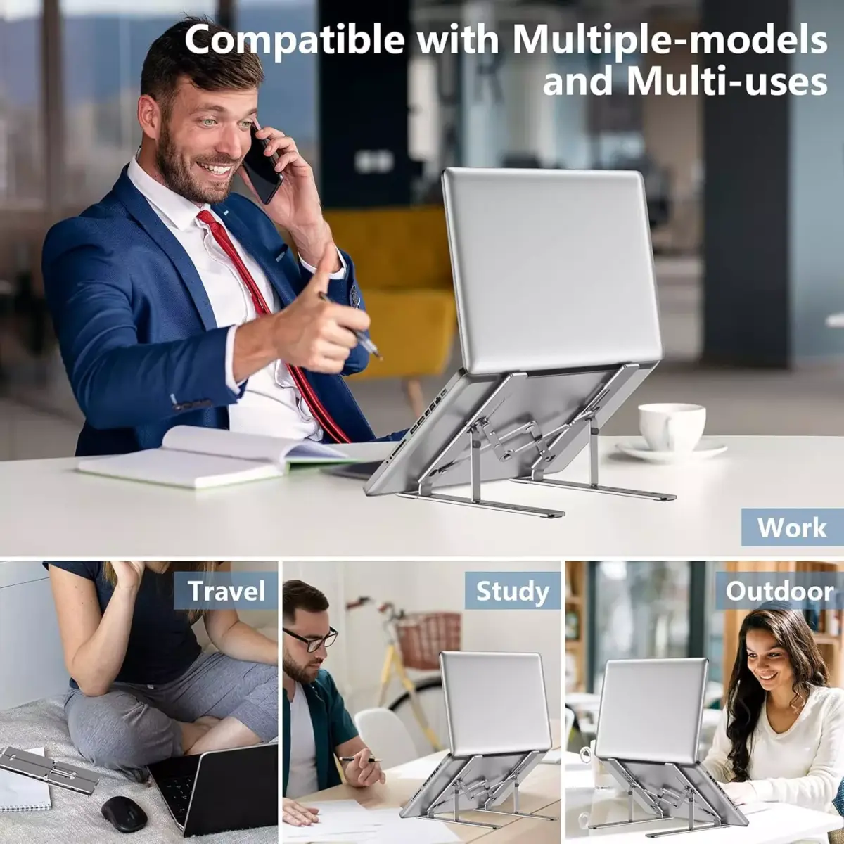 Adjustable Portable Laptop Aluminum Stand, Compatible with MacBook Air Pro Dell HP Lenovo 9-17 Inch