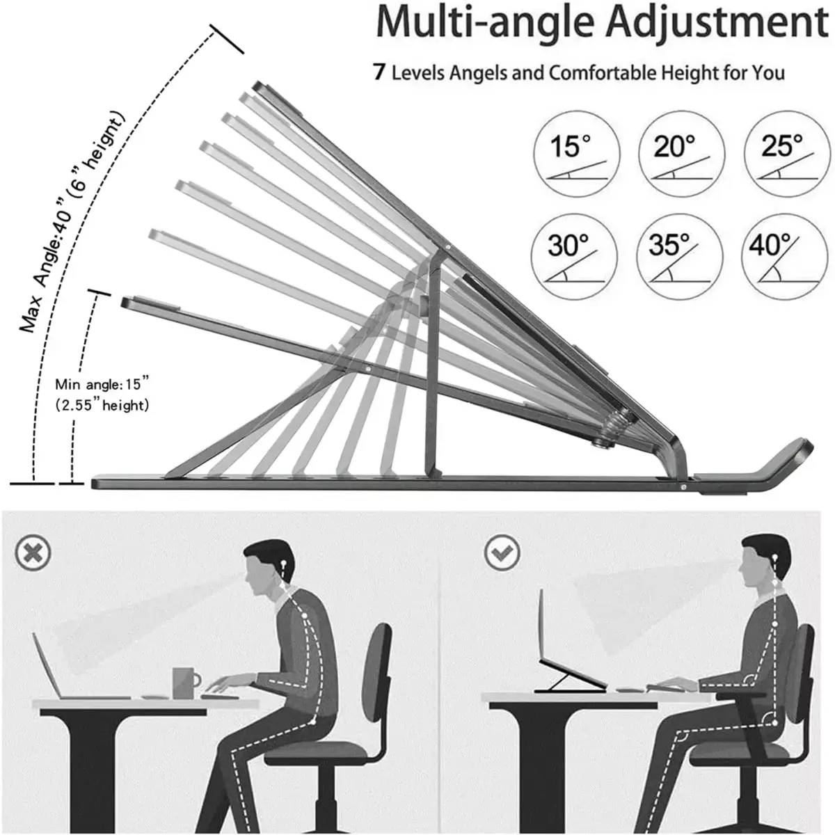Adjustable Portable Laptop Aluminum Stand, Compatible with MacBook Air Pro Dell HP Lenovo 9-17 Inch