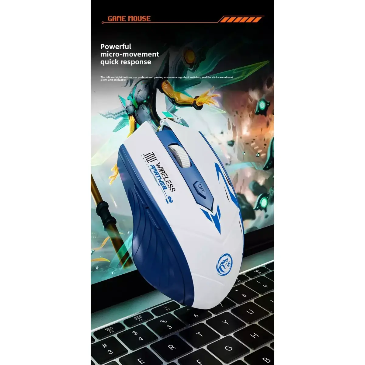 Dual Mode Wireless, Bluetooth Rechargeable Gaming Mouse - Optical Sensor 1600 DPI (Black)