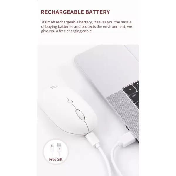 E100 Wireless Rechargeable Mouse - Optical Sensor 1600 DPI - Polling Rate 500Hz - Silent Clicks (Black)