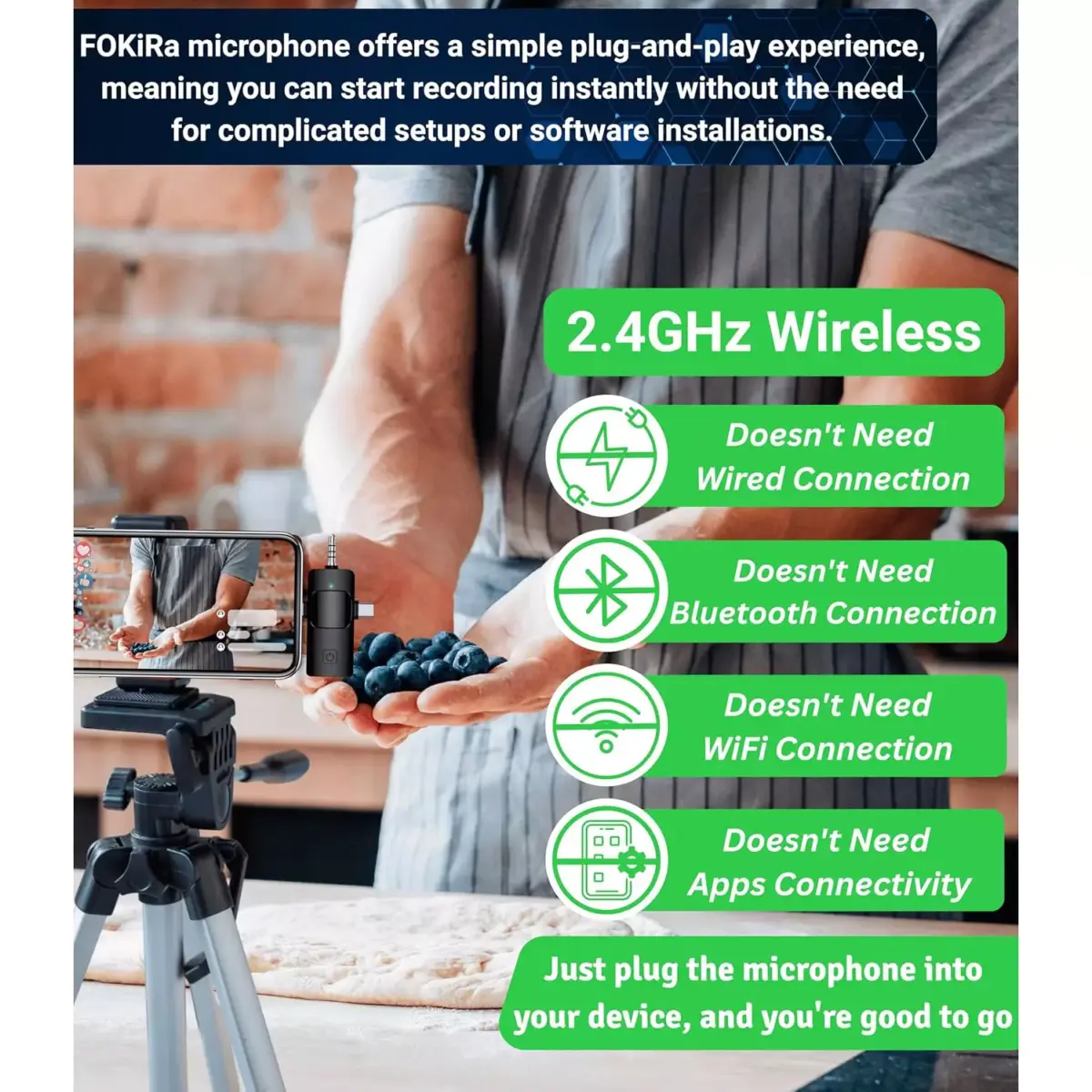 F11-2 3 in 1 Wireless Lavalier Microphone for iPhone, Android, Camera.30M Transmission & 12 Hour Battery Backup. for YouTube/Tiktok/Facebook/vlog/Record Interview. Noise Reduction Recording