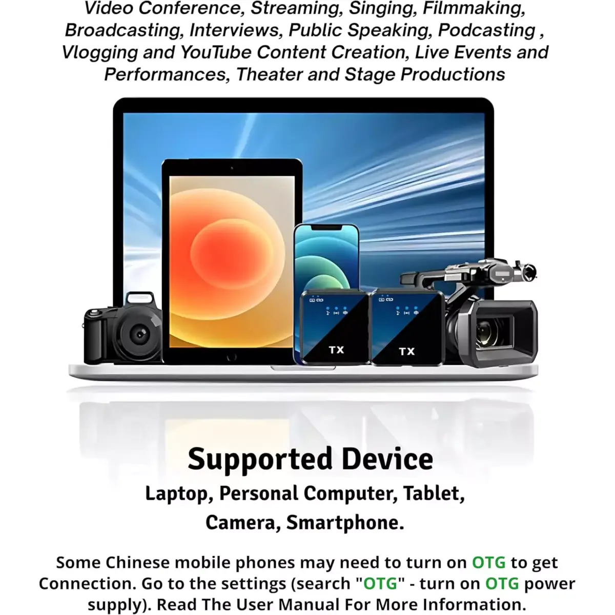 F11-2 3 in 1 Wireless Lavalier Microphone for iPhone, Android, Camera.30M Transmission & 12 Hour Battery Backup. for YouTube/Tiktok/Facebook/vlog/Record Interview. Noise Reduction Recording