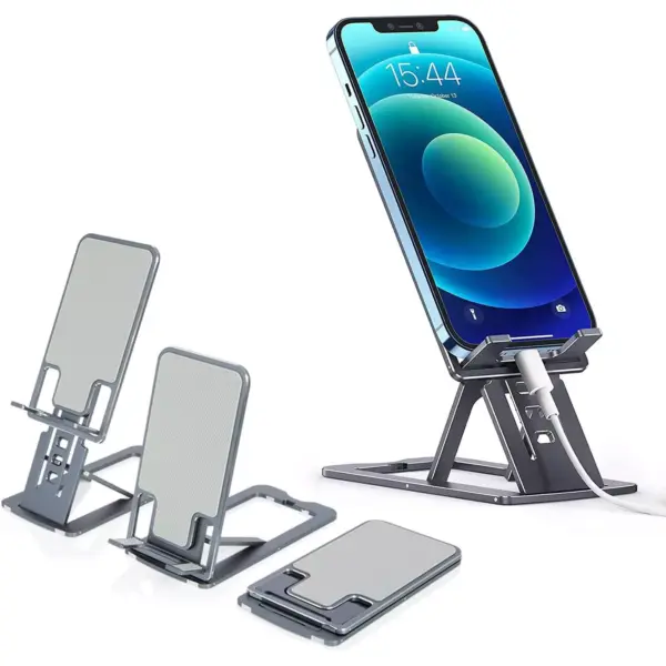 Foldable Cell Phone Stand Holder Aluminum Adjustable Height Nonslip Phone Up to 7 Inch, Tablet Up to 10 Inch