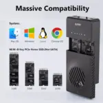 GMM NVMe M.2 Duplicator Dual-Bay Offline Clone NVMe Enclosure, Tool-Free USB to NVME Adapter with Cooling Fan,10Gbps Docking Station for M2 2230/2242/2260/2280