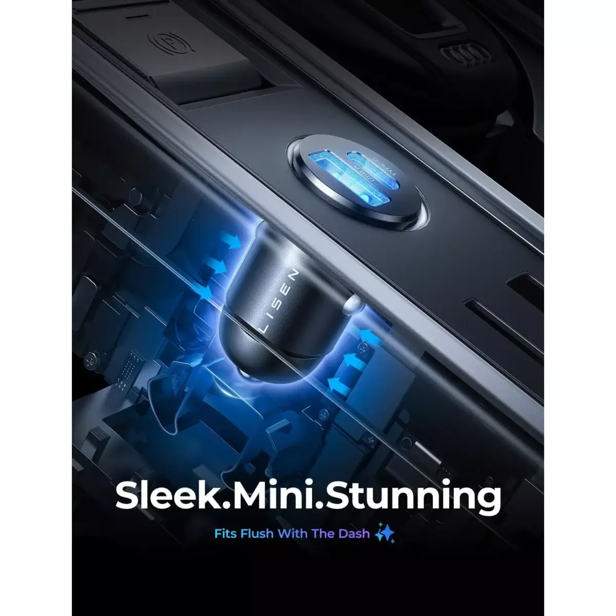 LISEN Car Charger Fast Charging [80W+18W GaN] [Mini Metal] for iPhone 16 Pro Max MacBook Air iPad2024 Samsung Galaxy S24 S23