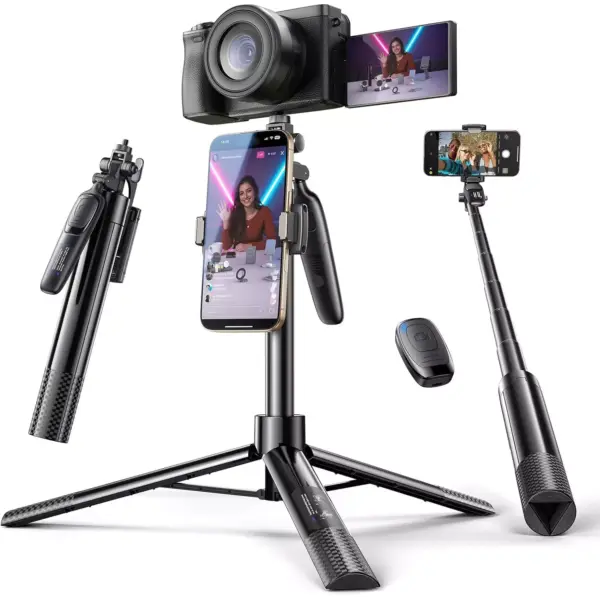 LISEN Selfie Stick Tripod 30-170 CM with Remote, All in One 360 Rotation for VloggingTikTokPhoto, for iPhone 16 15 Pro Max Samsung Galaxy S25 Ultra