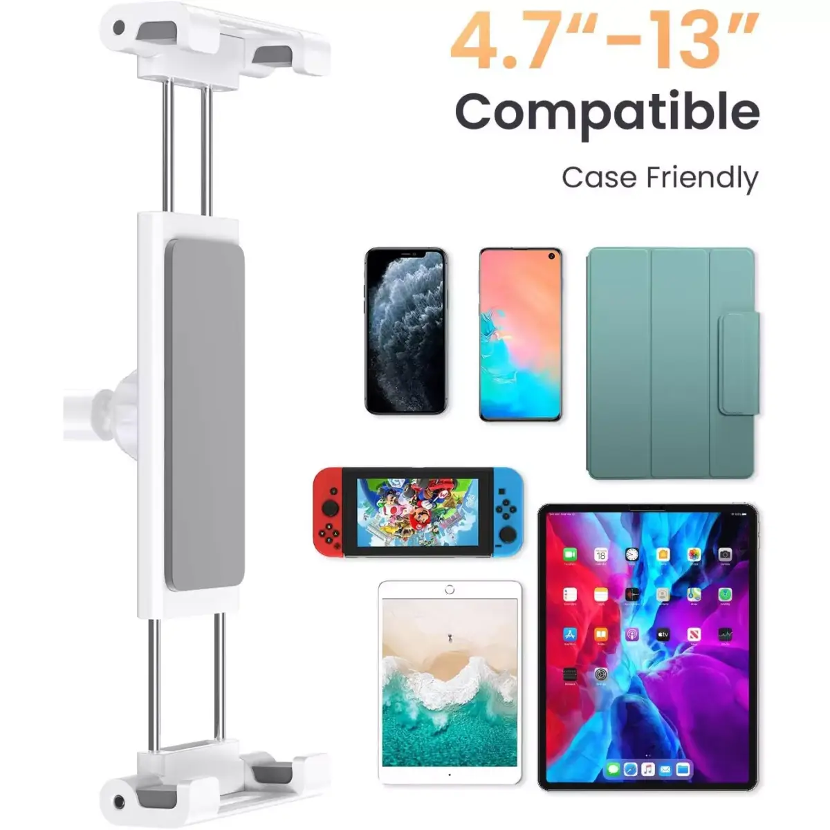 LISEN Tablet Stand Tablet Holder, Adjustable iPad Stands for Desk, Stand for iPad Thick Case Friendly iPad Stand Holder Compatible with(4.7-13) Tablets, Phones