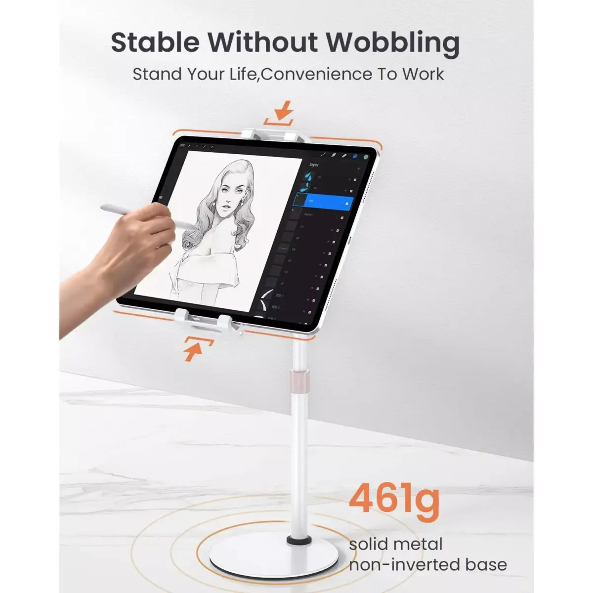 LISEN Tablet Stand Tablet Holder, Adjustable iPad Stands for Desk, Stand for iPad Thick Case Friendly iPad Stand Holder Compatible with(4.7-13) Tablets, Phones