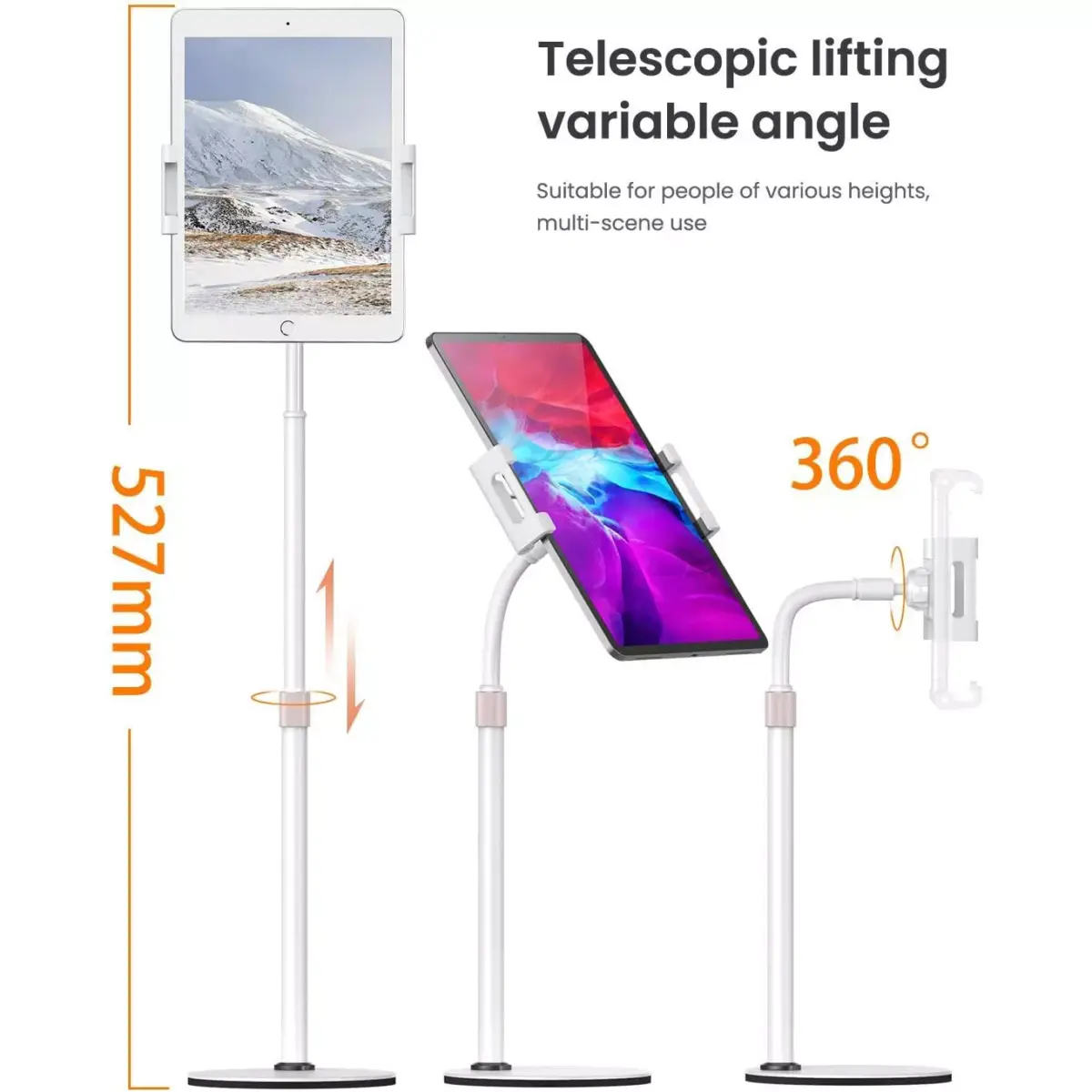 LISEN Tablet Stand Tablet Holder, Adjustable iPad Stands for Desk, Stand for iPad Thick Case Friendly iPad Stand Holder Compatible with(4.7-13) Tablets, Phones