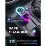 LISEN USB C 96W Super Fast Car Charger PD& QC3.0 for iPhone 15 Pro Max Plus,Samsung Galaxy S25 Ultra Plus S24S23S22,Android,iPad Pro