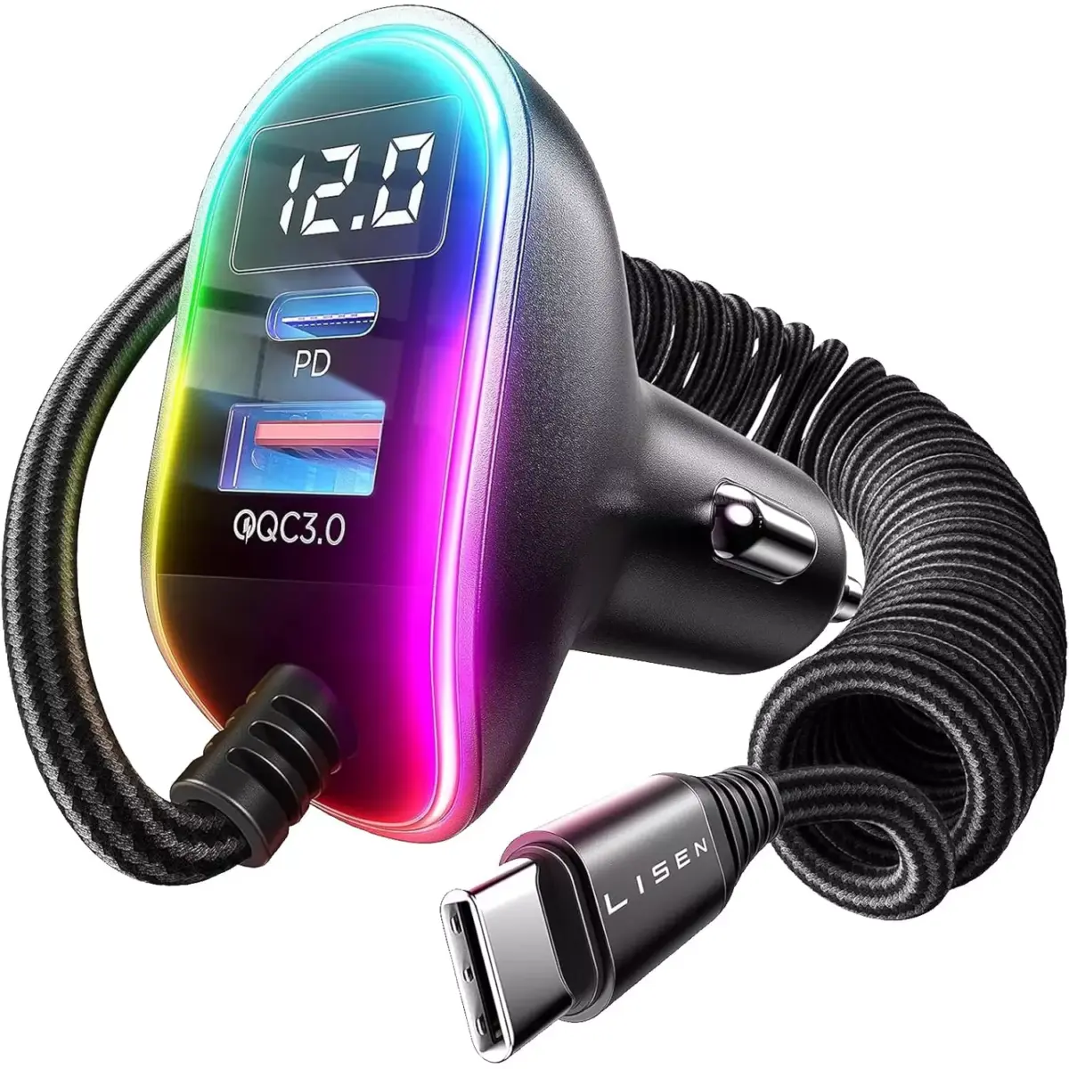 LISEN USB C 96W Super Fast Car Charger PD& QC3.0 for iPhone 15 Pro Max Plus,Samsung Galaxy S25 Ultra Plus S24S23S22,Android,iPad Pro