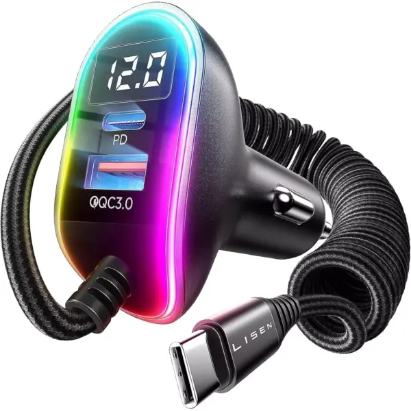 LISEN USB C 96W Super Fast Car Charger PD& QC3.0 for iPhone 15 Pro Max Plus,Samsung Galaxy S25 Ultra Plus S24S23S22,Android,iPad Pro