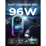 LISEN USB C 96W Super Fast Car Charger PD& QC3.0 for iPhone 15 Pro Max Plus,Samsung Galaxy S25 Ultra Plus S24S23S22,Android,iPad Pro