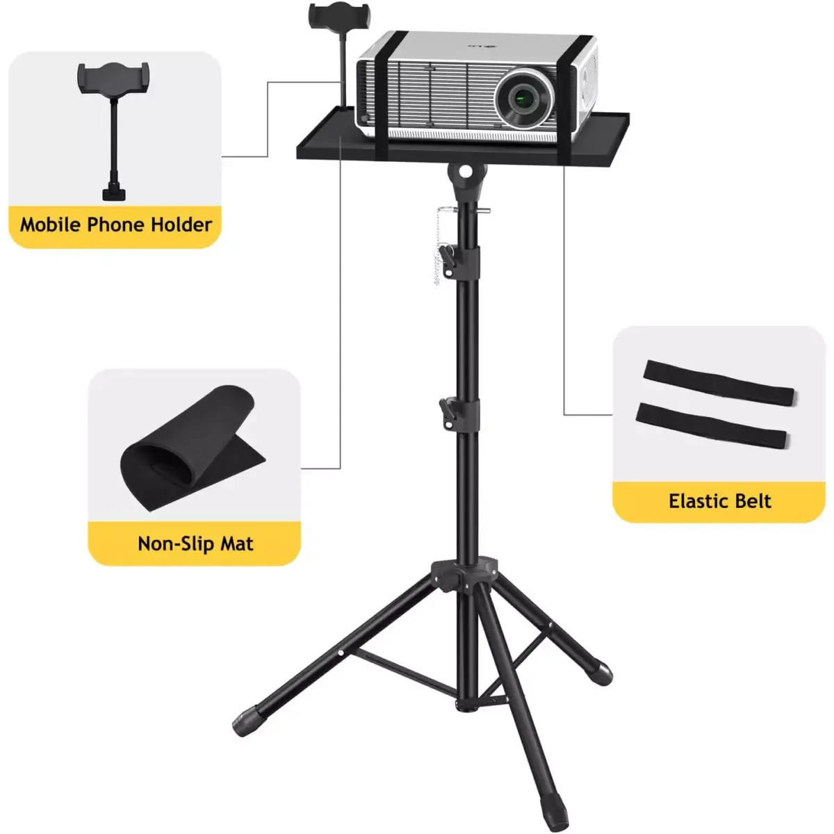 Laptop Tripod Projector Stand Adjustable Height 22 to 47 Inch, Projector Tripod Stand