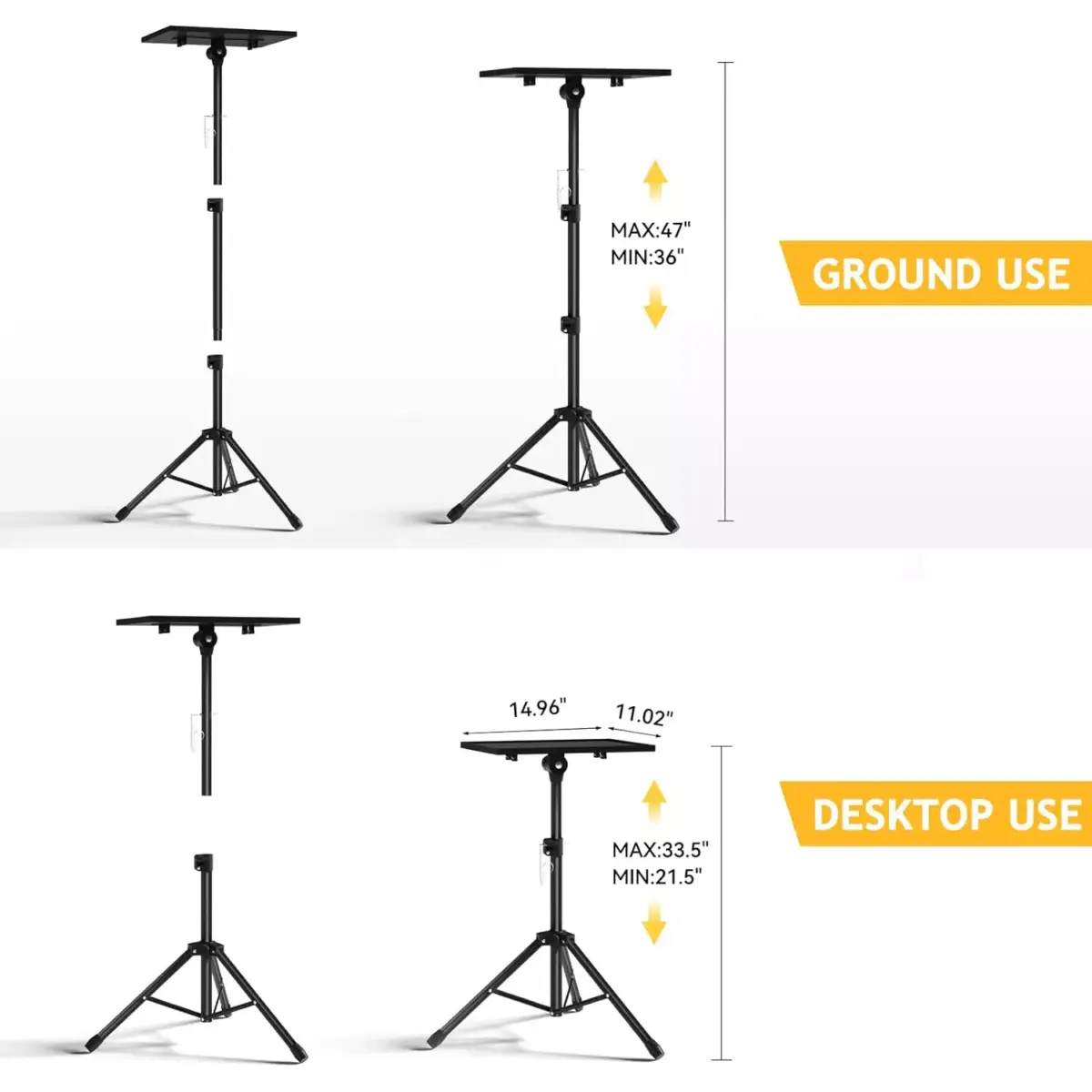 Laptop Tripod Projector Stand Adjustable Height 22 to 47 Inch, Projector Tripod Stand