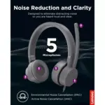 Lenovo Go Wired ANC Headset - USB-C Headphones - Active Noise Cancelling - Rotatable Boom Mic - Certified for Microsoft Teams