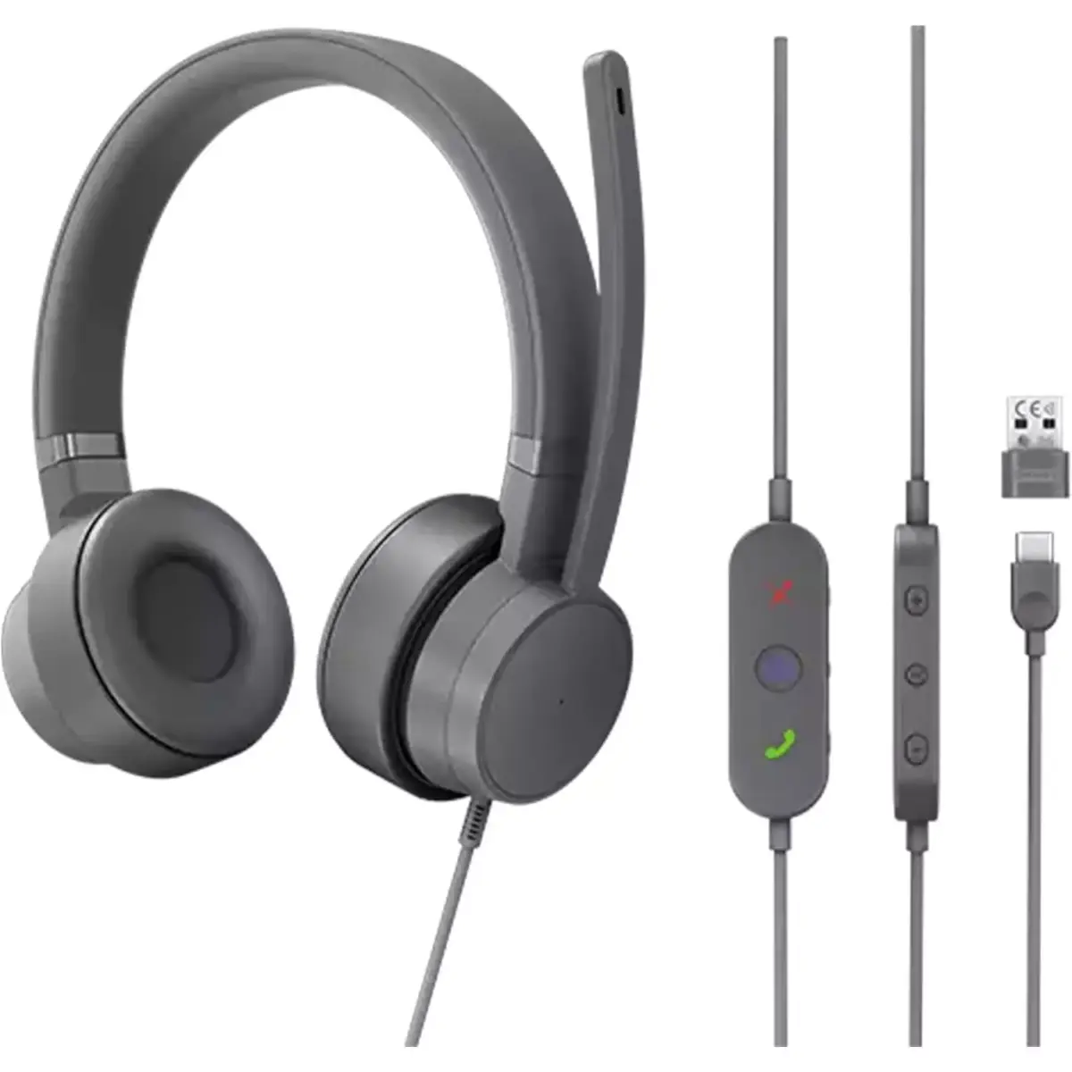 Lenovo Go Wired ANC Headset - USB-C Headphones - Active Noise Cancelling - Rotatable Boom Mic - Certified for Microsoft Teams