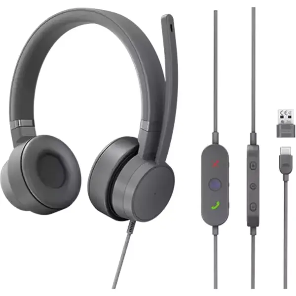 Lenovo Go Wired ANC Headset - USB-C Headphones - Active Noise Cancelling - Rotatable Boom Mic - Certified for Microsoft Teams