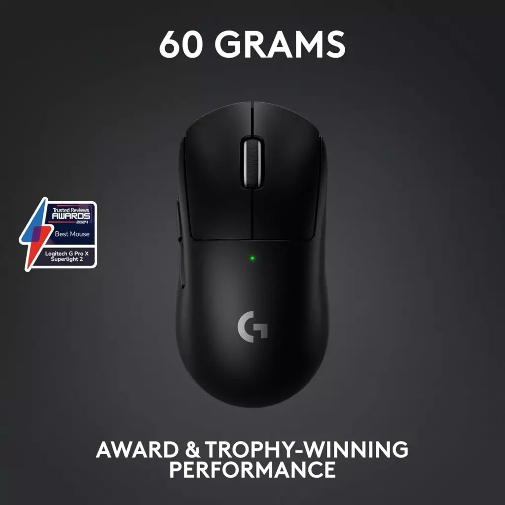 Logitech G PRO X SUPERLIGHT 2 Wireless Gaming Mouse, 60g Pro-Grade with 5 Programmable Buttons, 44k DPI Sensor, 8kHz Report Rate