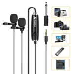 MAONO AU-201 Dual Omnidirectional Lavalier Condenser Microphone 6 Meter Cable