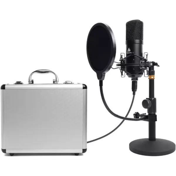 MAONO AU-A04TC Studio Table Top Microphone Kit including Pop Filter and Flight Case