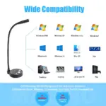MAONO AU-GM10 USB Condenser Unidirectional Gooseneck Microphone, with Touch-Key Mute and Volume Control, Headphone Jack