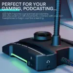 MAONO AU-GM30 USB Computer Microphone Omnidirectional Gooseneck Condenser with Mute Button, Gain Adjustment and Headphone Jack
