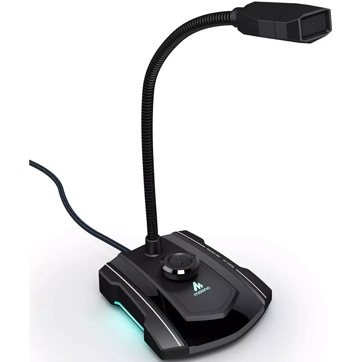 MAONO AU-GM30 USB Computer Microphone  Omnidirectional Gooseneck Condenser with Mute Button, Gain Adjustment and Headphone Jack